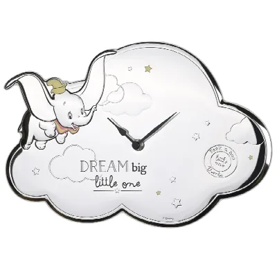 Disney Dumbo Wandklok – stijlvolle zilveren klok voor babykamer