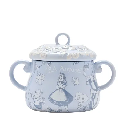 Alice in Wonderland theepot– keramieke tea caddy (lichtblauw)